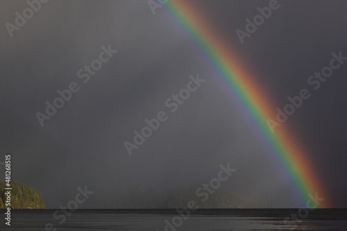 Storm break rainbow.  Tofino, Clayoquot Sound, Vancouver Island, B.C., Canada. photo