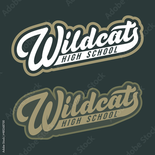 Wildcats  lettering. High school t-shirt design photo