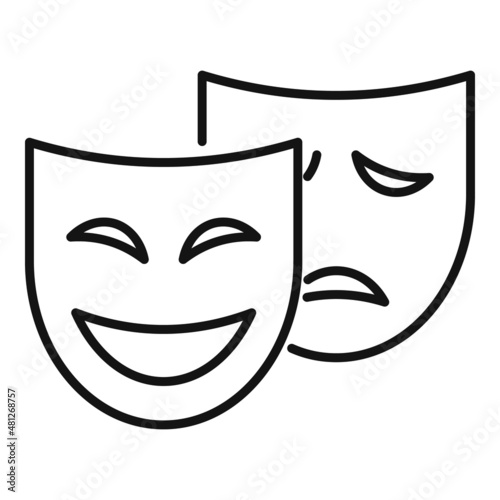 Theatre scenario mask icon outline vector. Film movie