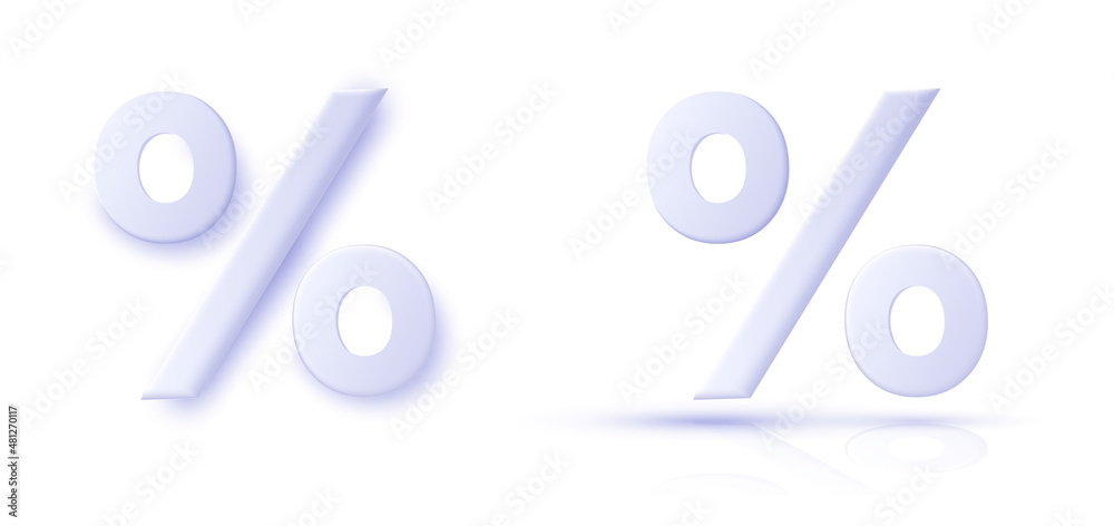 Minimal 3d percent sign. Label symbol sales discount. Percentage, discount, sale, promotion concept. Realistic design element. Vector illustration Minimal 3d percent sign. Label symbol sales discount. Percentage, discount, sale, promotion concept. Realistic design element. Vector illustration