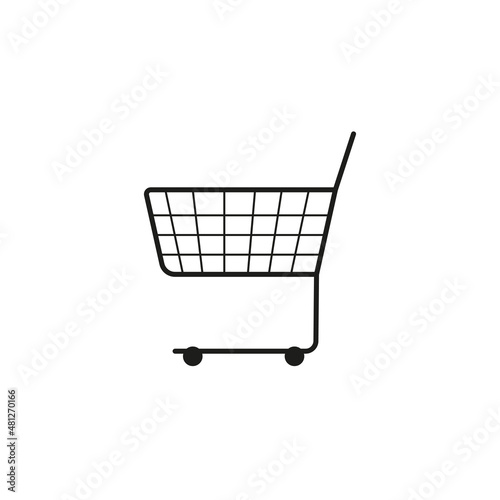 Shopping cart linear icon. Contour symbol. Vector isolated outline