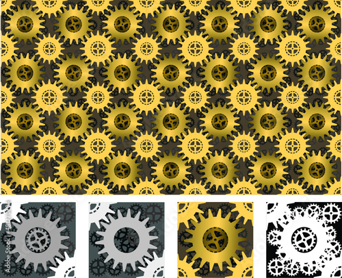 Vector set of gears, no borders, used for tiled or frosted textures.