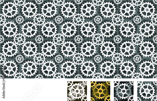 Vector set of gears, no borders, used for tiled or frosted textures.