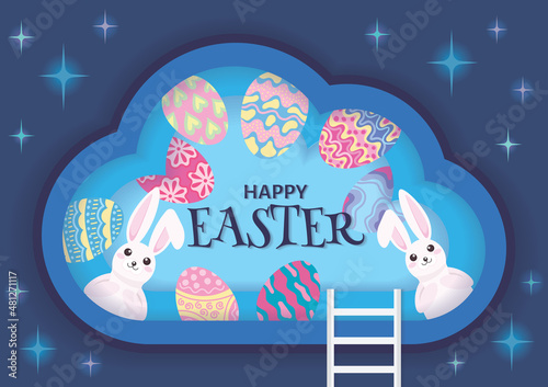 cute happy easter day card design