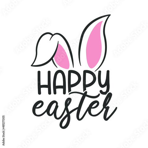 Happy Easter Illustration Clip Art Design Shape. Bunny Ears Silhouette Icon Vector.