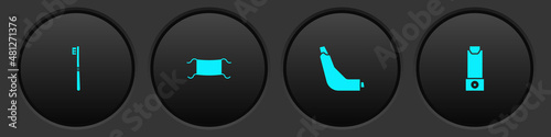Set Toothbrush, Medical protective mask, Inhaler and icon. Vector