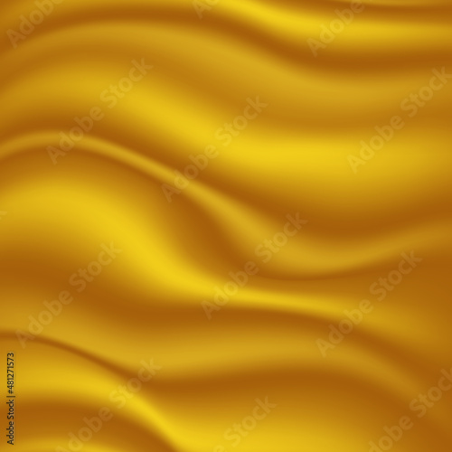 Gold satin and silk cloth fabric crease background and texture. Vector illustration