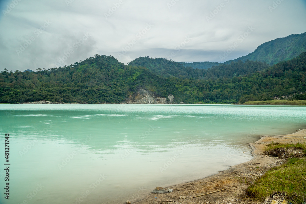 The natural scenery of Bodas Lake in the tourist area of Garut, Indonesia.