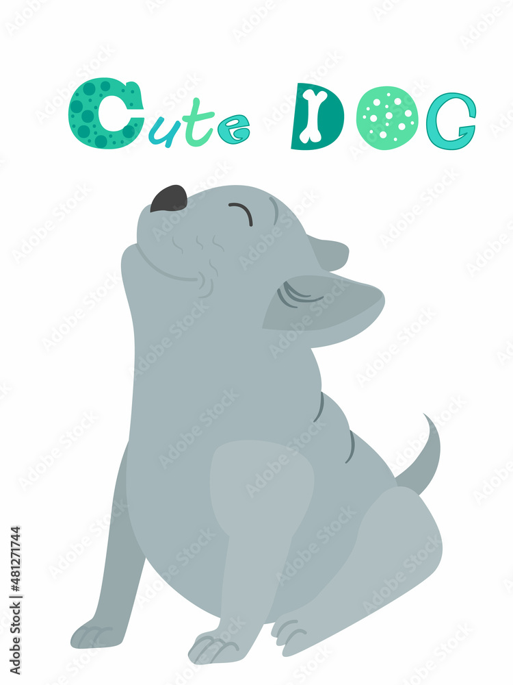 Dog vector character. Cartoon character bulldog flat style. Pet print printable Dog vector character. Cartoon character bulldog flat style. Pet print printable