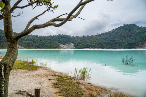 Fototapeta Naklejka Na Ścianę i Meble -  The view of the Blue Lake and the natural green Mountains