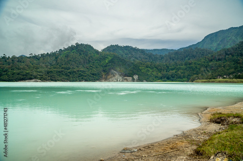 The natural scenery of Bodas Lake in the tourist area of Garut, Indonesia.
