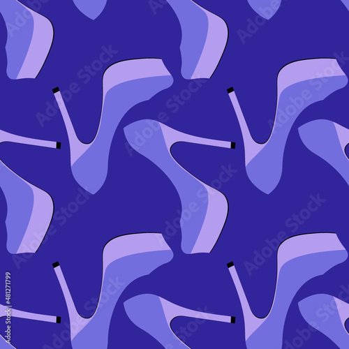Illustration Seamless pattern on a square background - beautiful shoes on a high platform and thin heels. Design