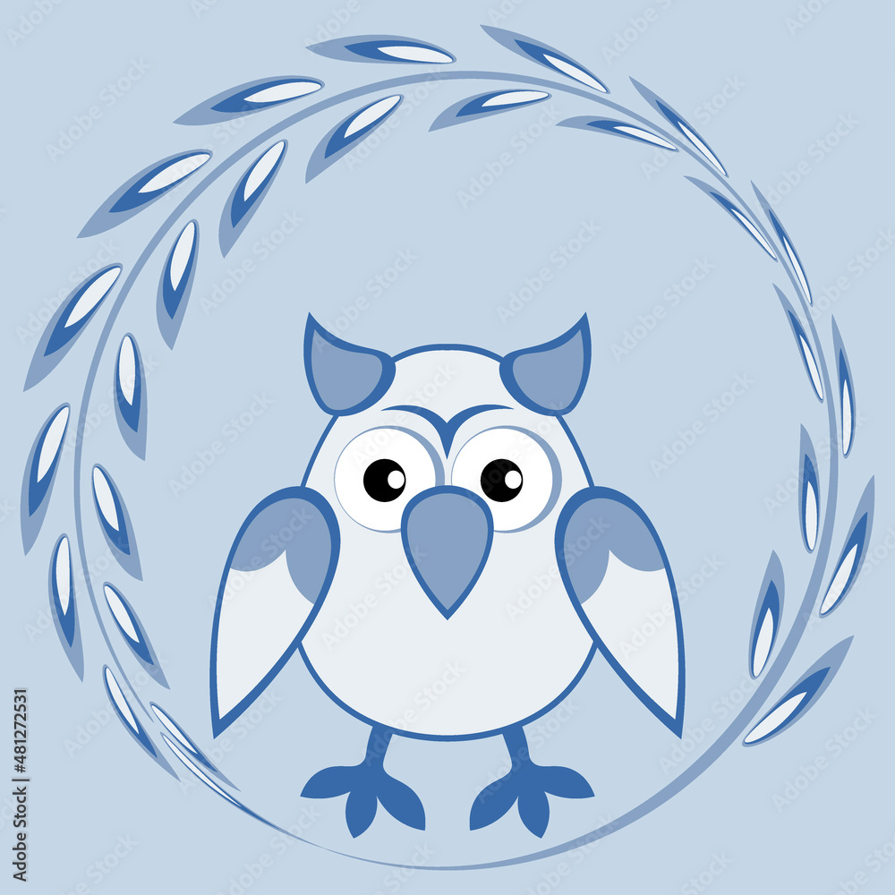 Fototapeta premium cartoon styled owl, drawing of a child. Design element. Birds - stylization