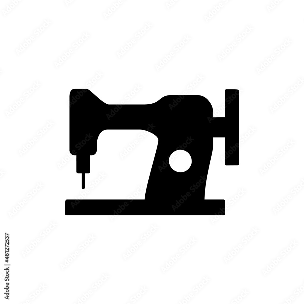 sewing machine Icon in black flat glyph, filled style isolated on white background