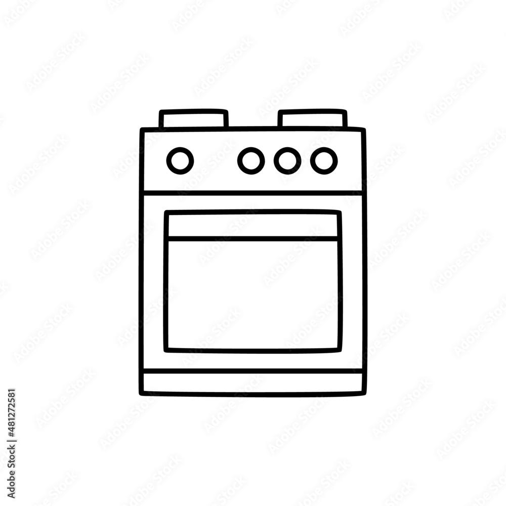 stove icon in black line style icon, style isolated on white background
