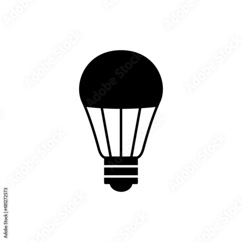 LED Lamp icon in black flat glyph, filled style isolated on white background