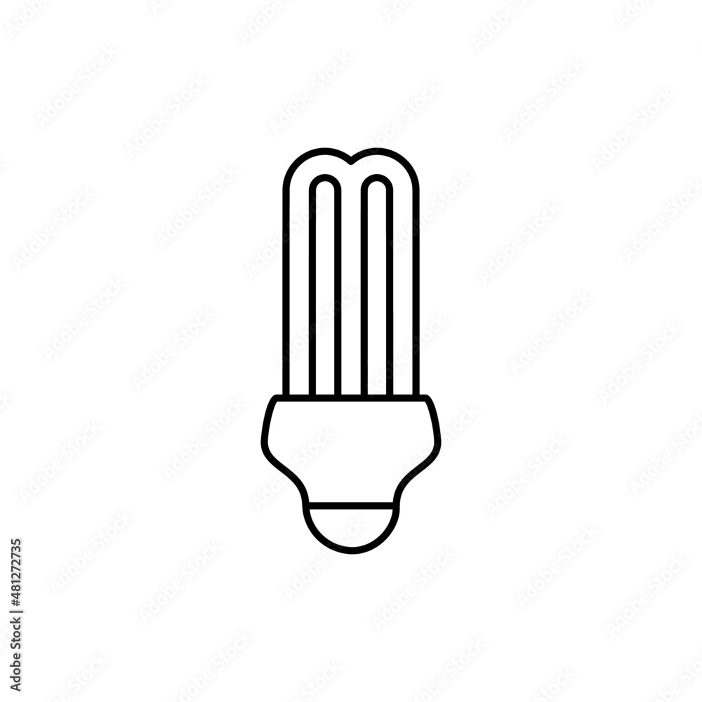 Lamp CFL icon in black line style icon, style isolated on white background Lamp CFL icon in black line style icon, style isolated on white background
