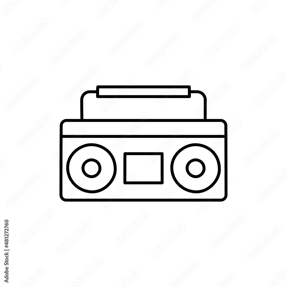 Boombox Icon in black line style icon, style isolated on white background Boombox Icon in black line style icon, style isolated on white background