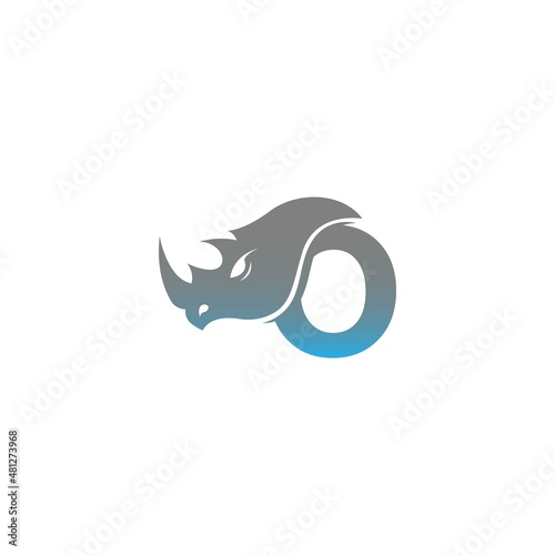 Letter O with rhino head icon logo template