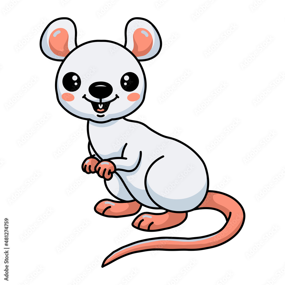 Fototapeta premium Cute little white mouse cartoon