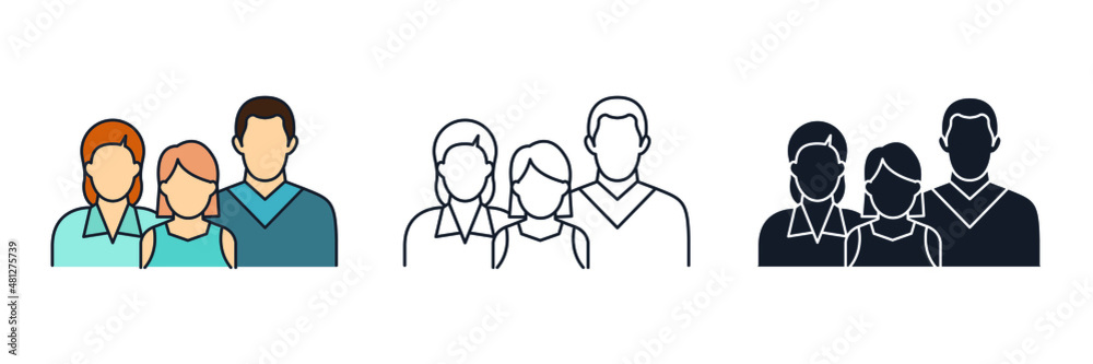 Set of Human Group Icon. people family pack symbol template for graphic ...