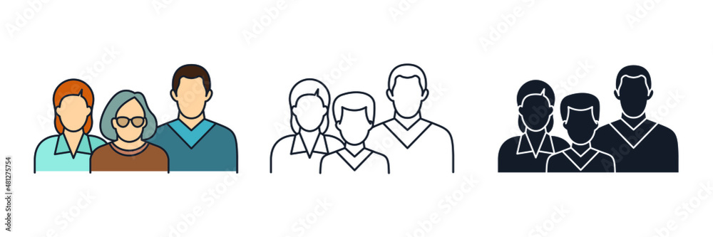 Set of Human Group Icon. people family pack symbol template for graphic ...