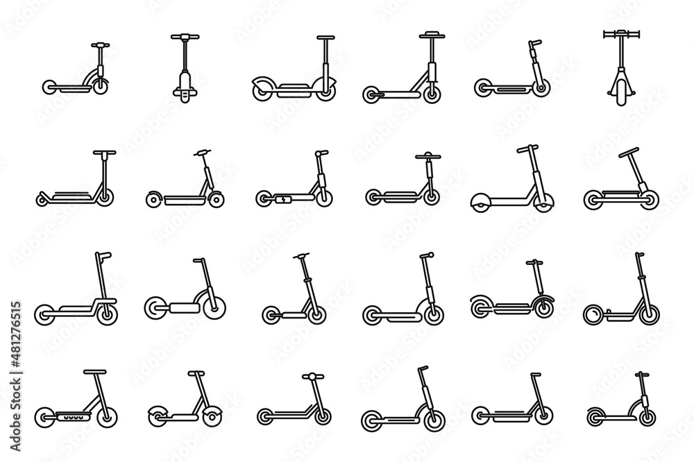 Electric scooter icons set outline vector. City bike Stock Vector | Adobe  Stock
