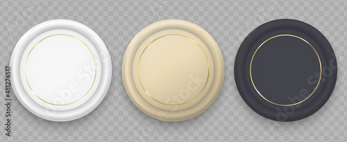 Premium round frame vector set. Blank labels, banners, icons or buttons for your design