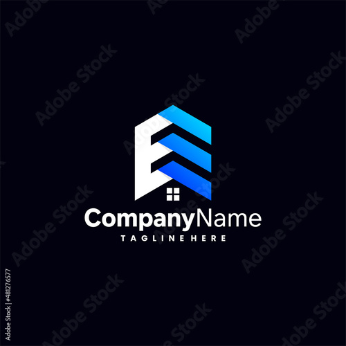 home logo in letter e concept