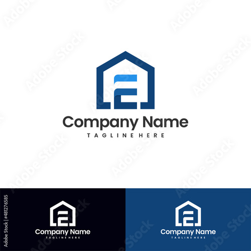 letter e home logo design