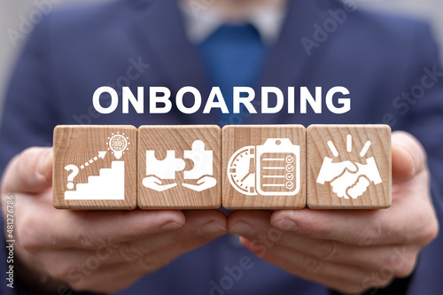 Onboarding Business Process New Employee Welcome Concept. Onboarding worker management. photo