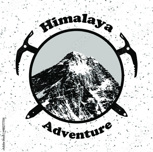 Vector illustation logo of Mount Everest, himalayas, Nepal