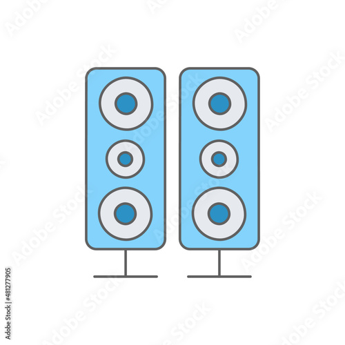 Dual Sound speakers stereo Icon in color icon, isolated on white background 