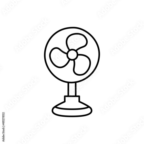 Desk Fan Icon in black line style icon, style isolated on white background