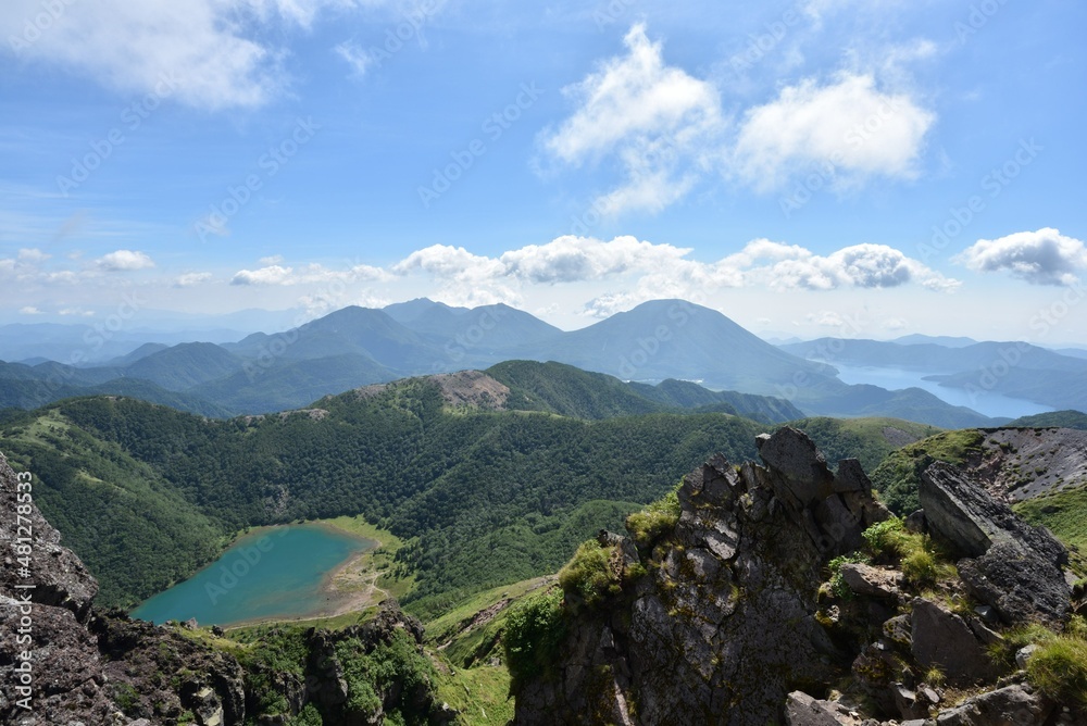 Naklejka premium Mountain climbing in summer season