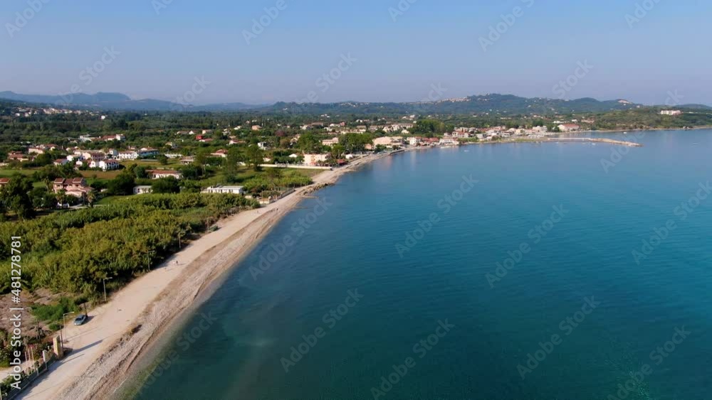 Acharavi bay and roda beach drone view in sumemr Acharavi bay and roda beach drone view in sumemr