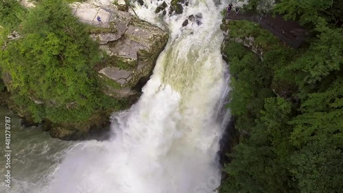 Beautiful scenic waterfall on the river Doubs in Switzerland, 