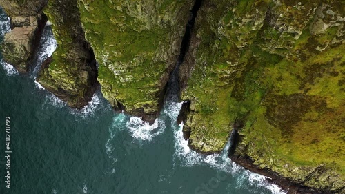 Ireland Coastline Sea Cliffs and Rock Formations of Horn Head - Aerial photo
