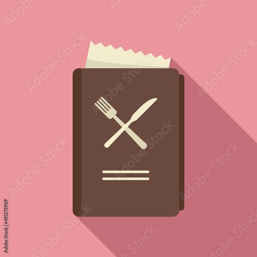 Restaurant menu icon flat vector. Food cafe
