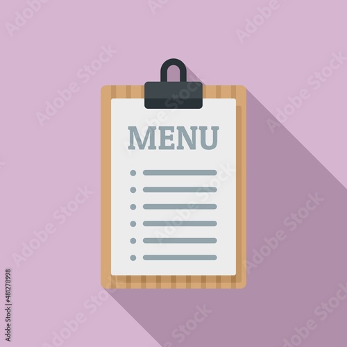 Restaurant menu clipboard icon flat vector. Food dish
