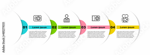 Set line Soccer football ball, Football or soccer referee, ticket and . Business infographic template. Vector