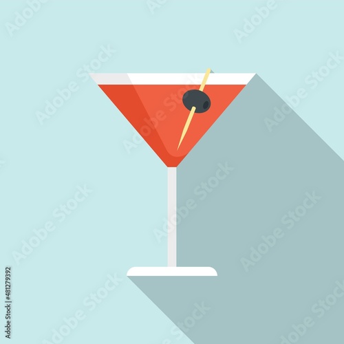 Tomato cocktail icon flat vector. Juice drink