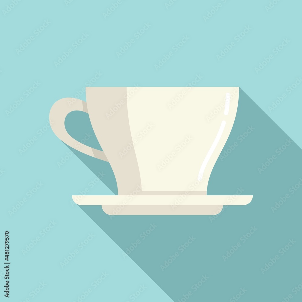 Hot coffee cup icon flat vector. Break cafe
