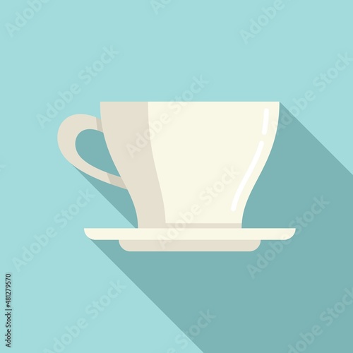 Hot coffee cup icon flat vector. Break cafe