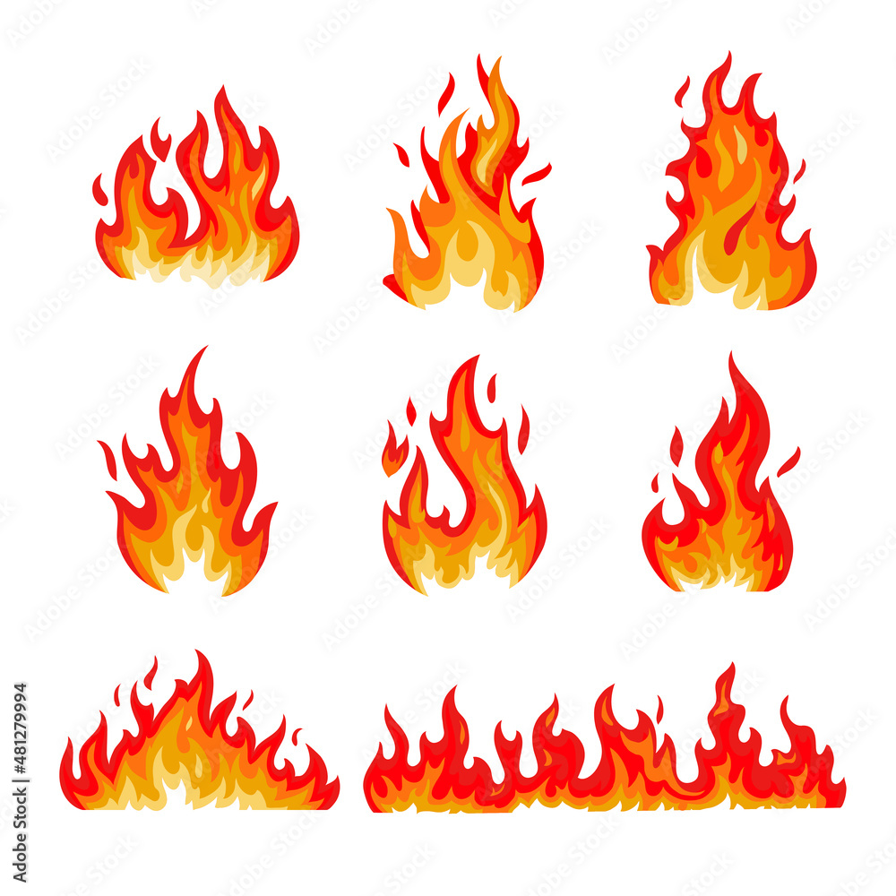 fire flames flat collection