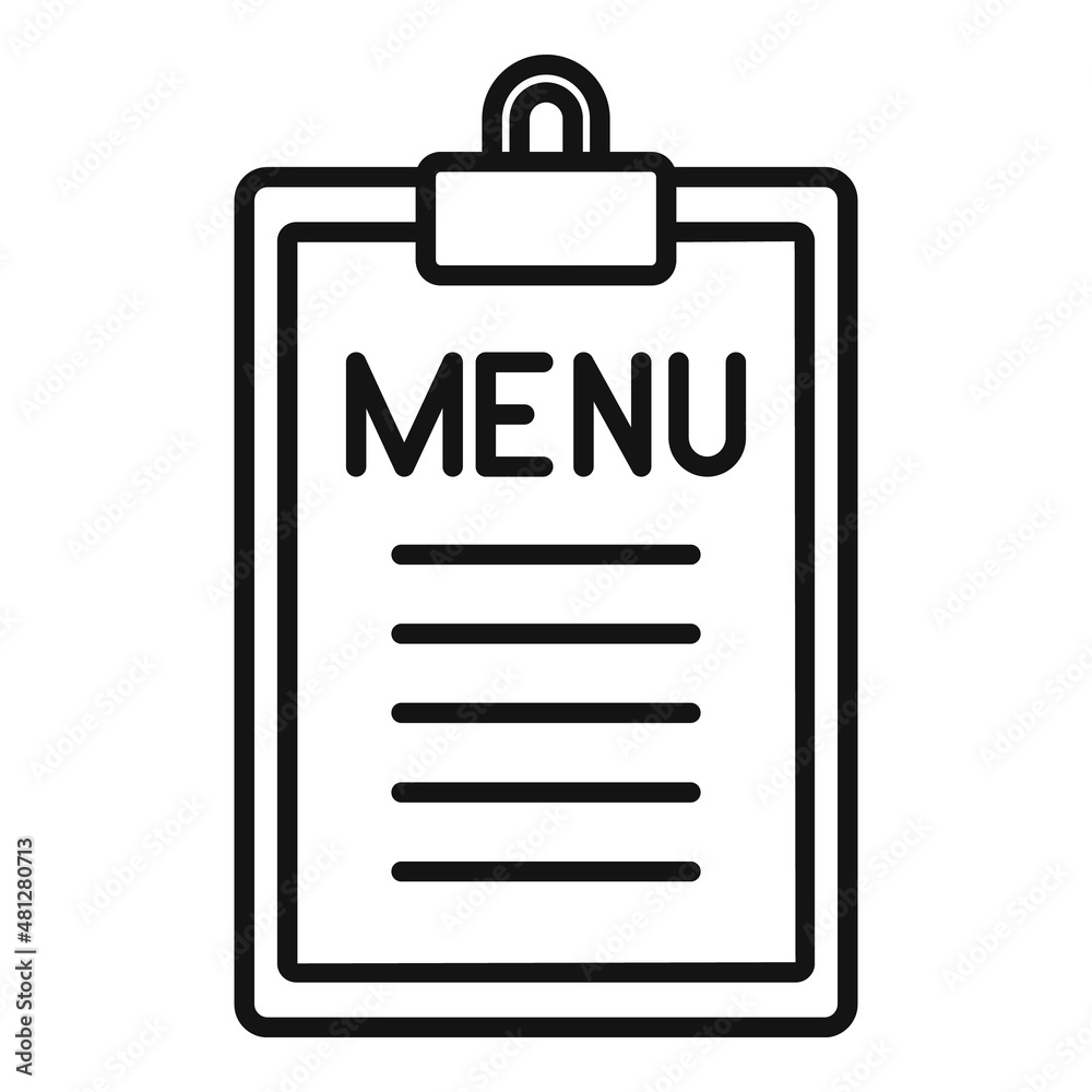 Restaurant menu clipboard icon outline vector. Food dish
