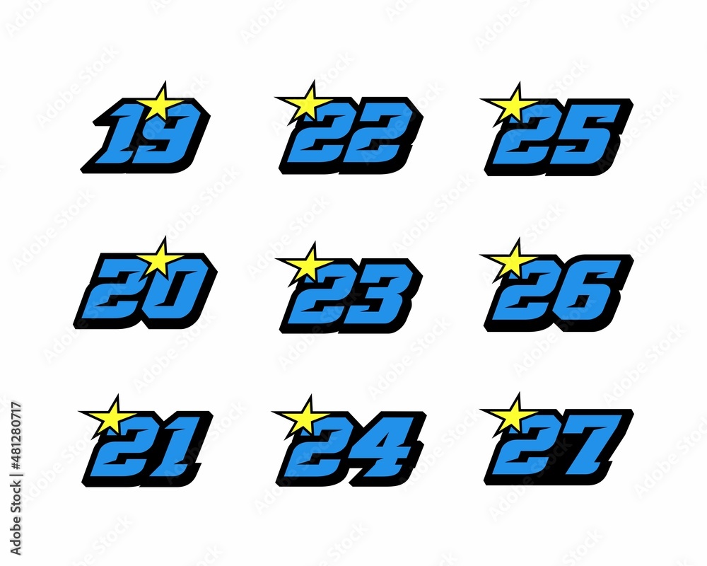 127 Racing Number Racing number, start racing number, sport race number logo design Stock ...