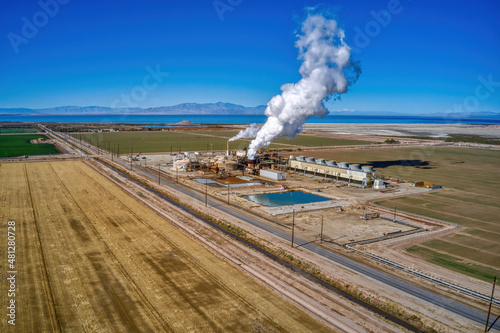 Aerial View of a Geothermal Energy Plant in the Imperial Valley of California near the Salton Sea photo