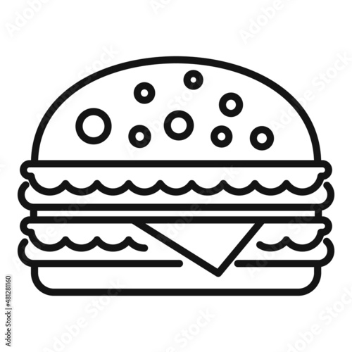Burger icon outline vector. Bun sandwich