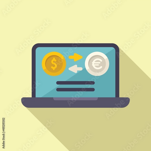 Online money convert icon flat vector. Bank finance
